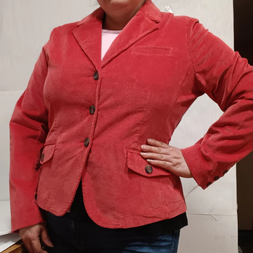 Talbots Coral Corduroy Blazer